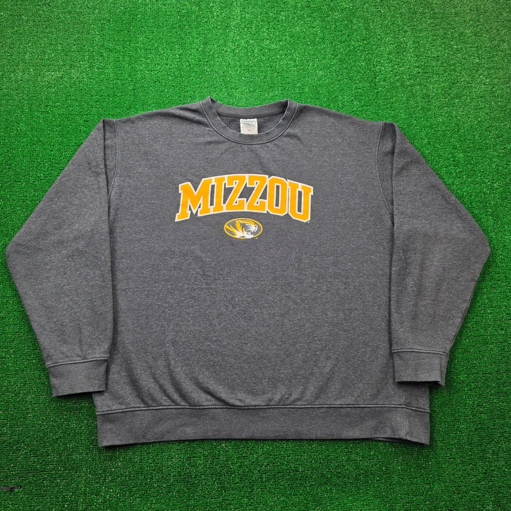 Mizzou Missouri Tigers Crewneck Sweatshirt Mens 2XL Charcoal Gray Fleece NCAA